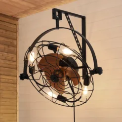 20" Fansconce Indoor/Outdoor Wall Mount Ceiling Fan with Lights and Remote, Industrial Ceiling Fan for Patio Garage
