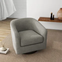Round Barrel Armchair 360-Degree Swivel Accent Chairs