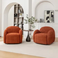 SEYNAR Modern Glam Boucle Upholstered Swivel Accent Armchair